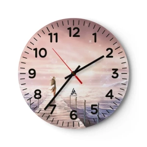 Väggklocka - Klocka på glas - I drömmens ljus - 40x40 cm