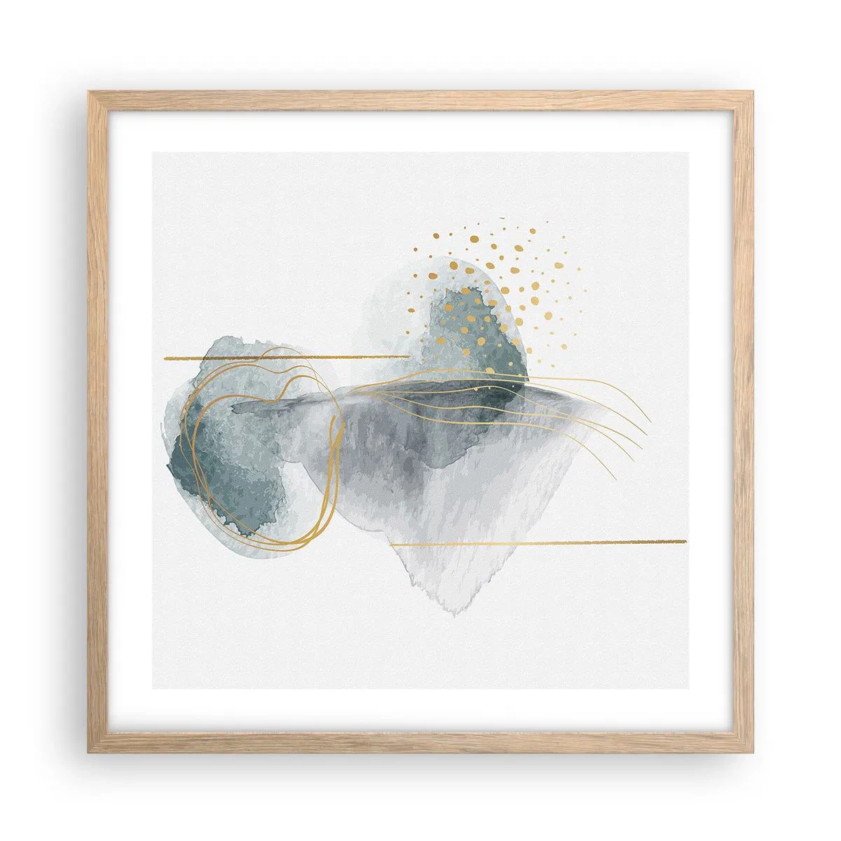 Affisch i ram av ljusek - Om gråhetens och guldets förhållanden - 50x50 cm