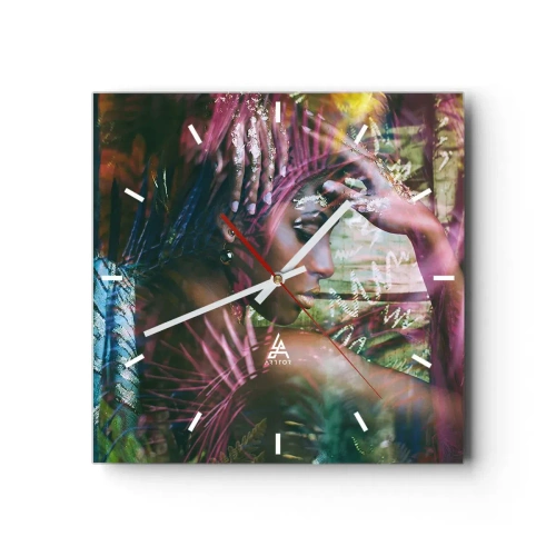 Väggklocka - Klocka på glas - Moder Naturen i djungeln - 40x40 cm