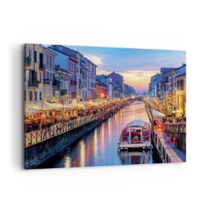 Canvastavla - Bild på duk - Ljusets och nöjets kväll - 100x70 cm