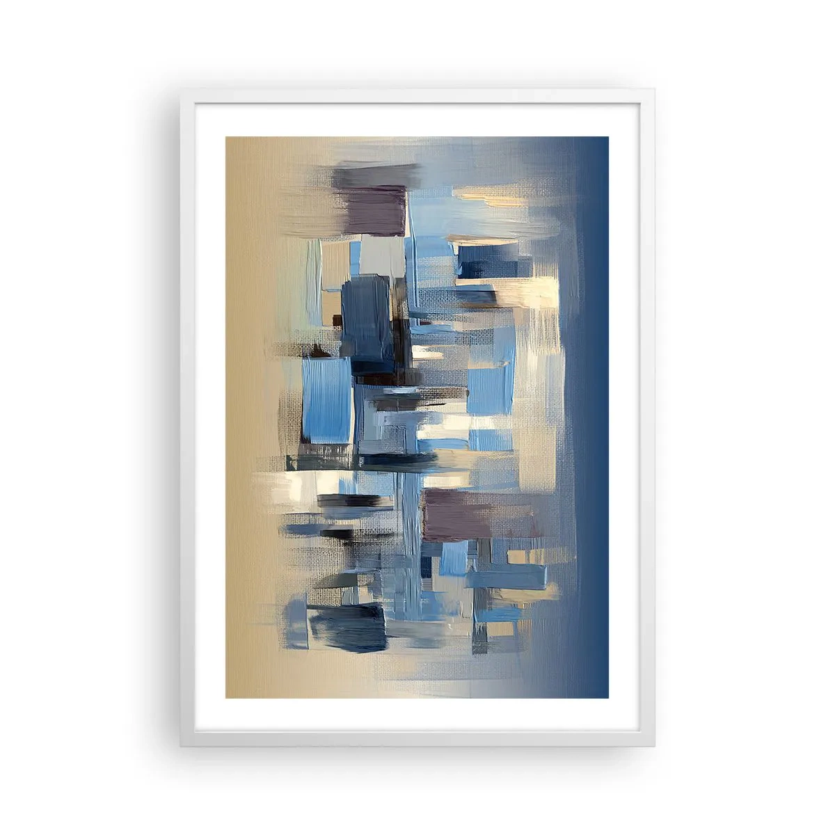 Affisch i vit ram - Blå konstruktion - 50x70 cm