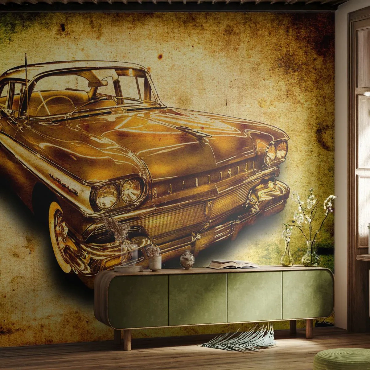 Självhäftande Fototapet Deluxe Sticker - Klassikens eviga skönhet - Bil, Klassisk bil, Hobby - 150x105 cm