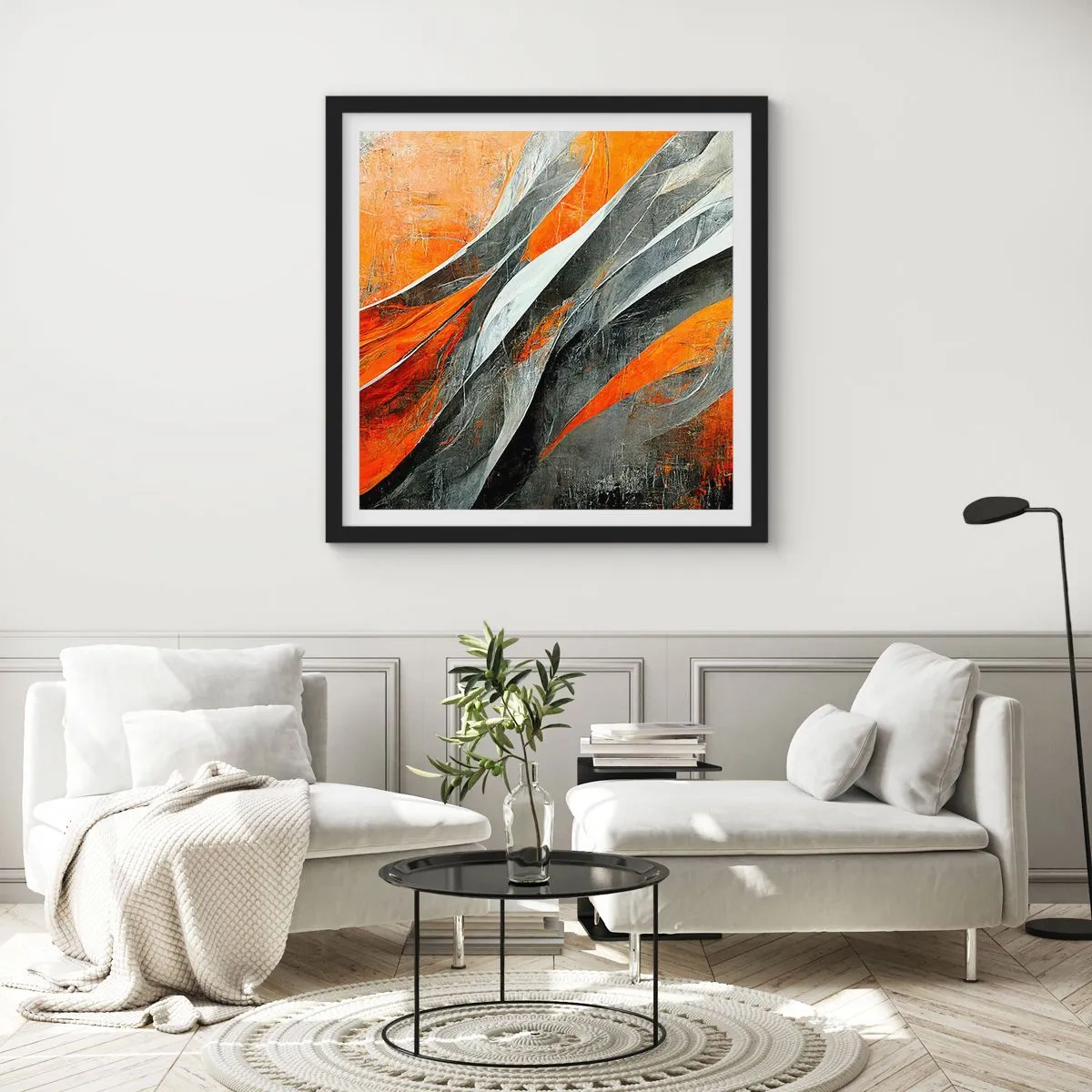 Affisch i svart ram - Värme och kyla - 40x40 cm