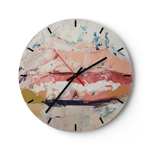 Väggklocka - Klocka på glas - Abstrakt textur av färger i nyanser av beige och rosa - 30x30cm - Väcker sinnen - Modern väggdekoration för vardagsrum, kök och sovrum ARTTOR