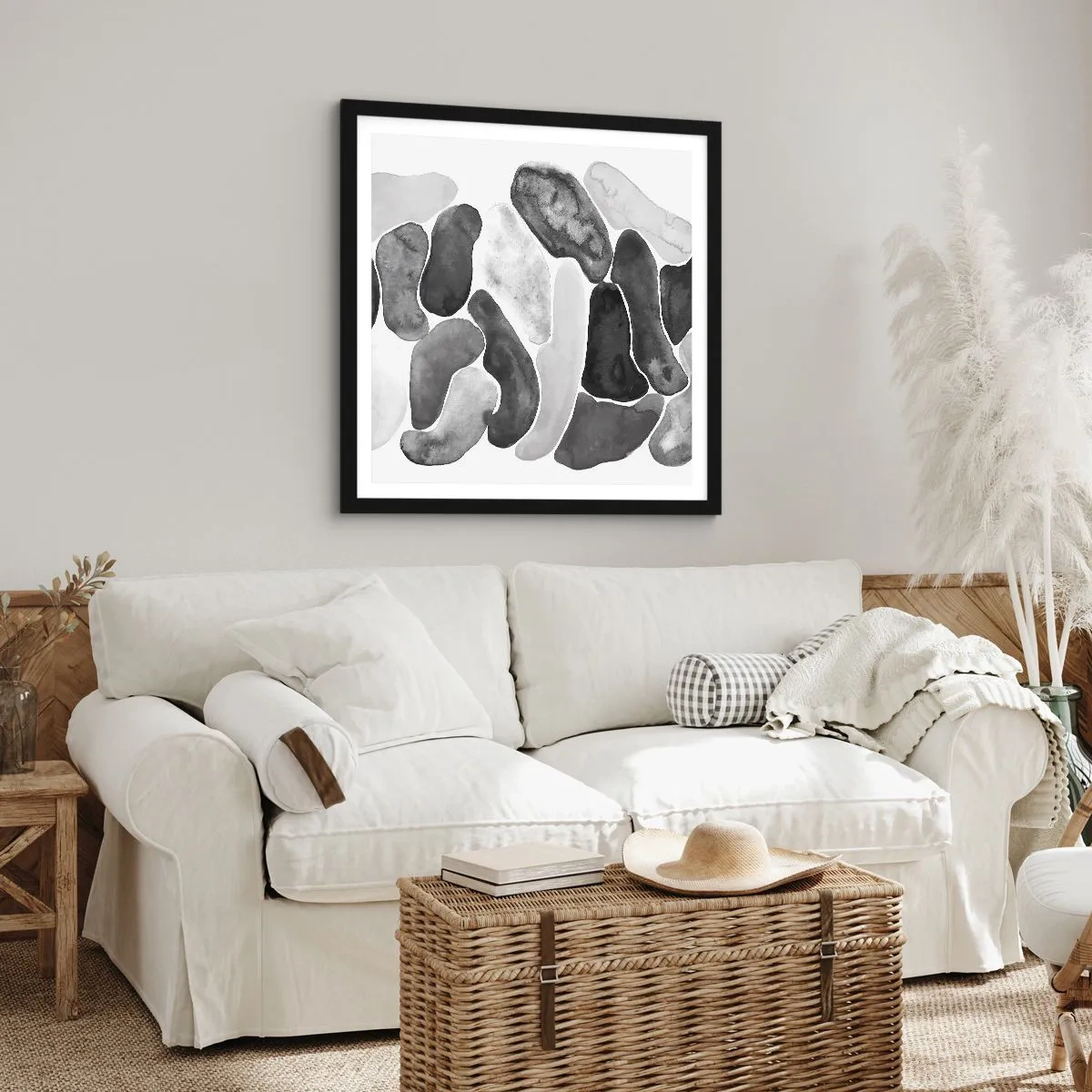 Affisch i svart ram - Stenig abstraktion - 60x60 cm