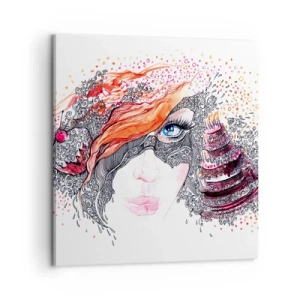 Canvastavla - Bild på duk - Med henne har vi högtid varje dag - 60x60 cm