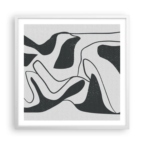 Affisch i vit ram - Abstrakt lek i en labyrint - 60x60 cm