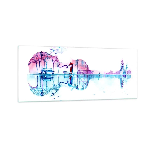Glastavla - Bild på glas - Regnmusik - 100x40 cm