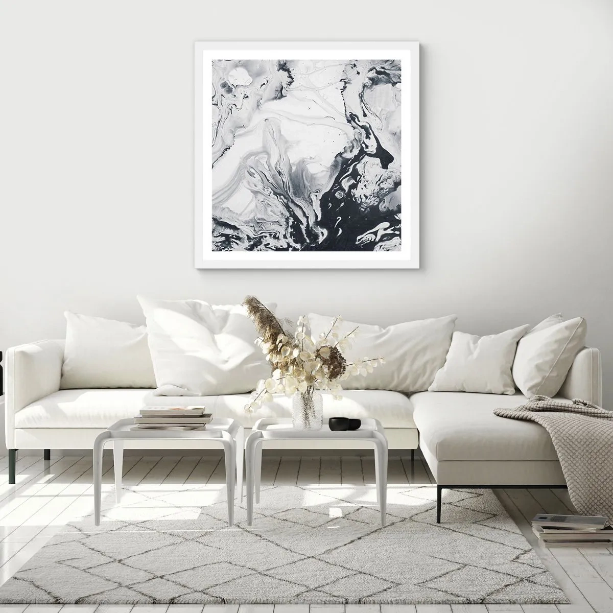 Affisch i vit ram - Jordens inre - 60x60 cm