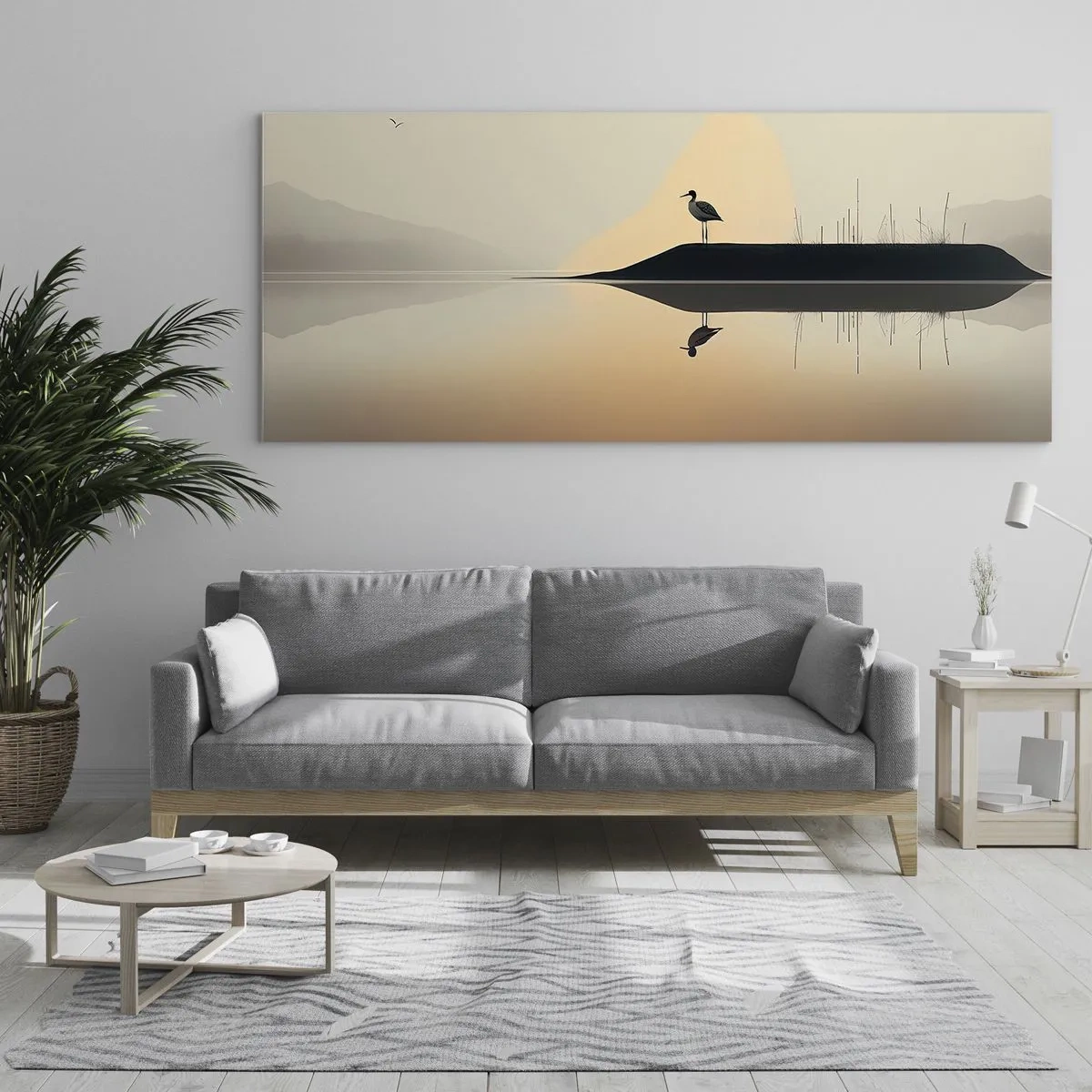 Glastavla - Bild på glas - Herre på sjön - 140x50 cm