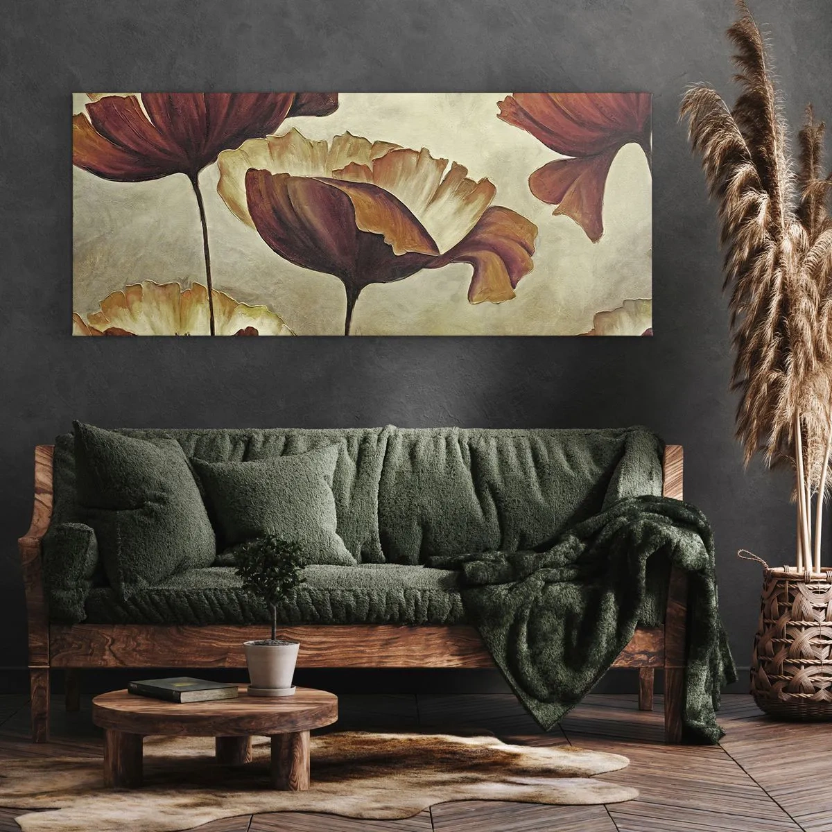 Canvastavla - Bild på duk - Ängsblommor - 140x50 cm