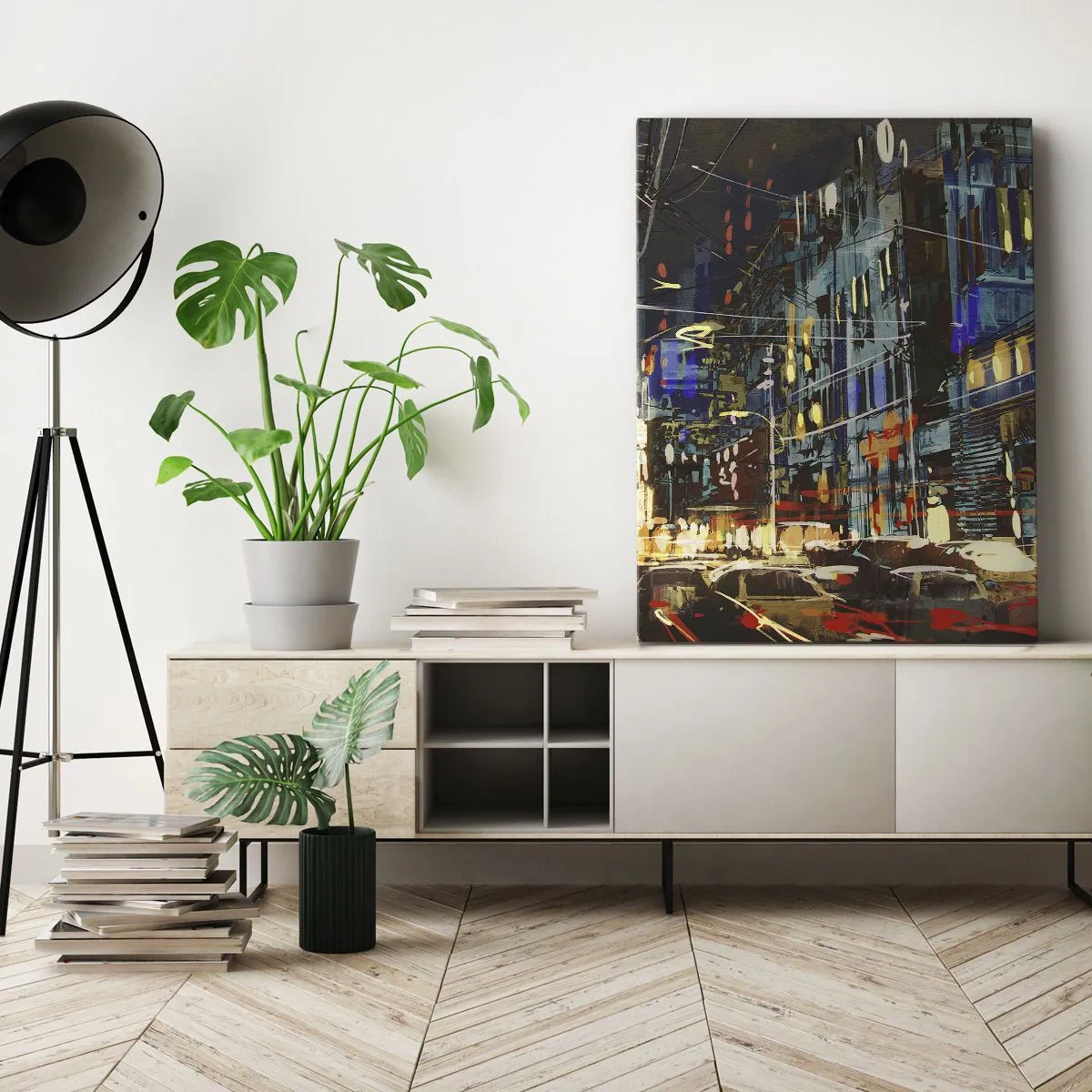 Canvastavla - Bild på duk - Gatans kvällsbuller - 50x70 cm