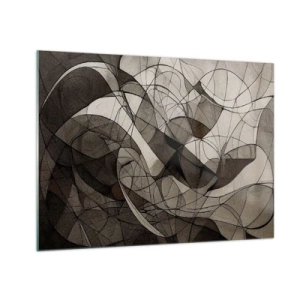 Glastavla - Bild på glas - En abstrakt komposition av organiska linjer i jordnära toner. - 70x50cm - Cirkulation av jordens färger - Modern väggdekoration för vardagsrum och sovrum ARTTOR