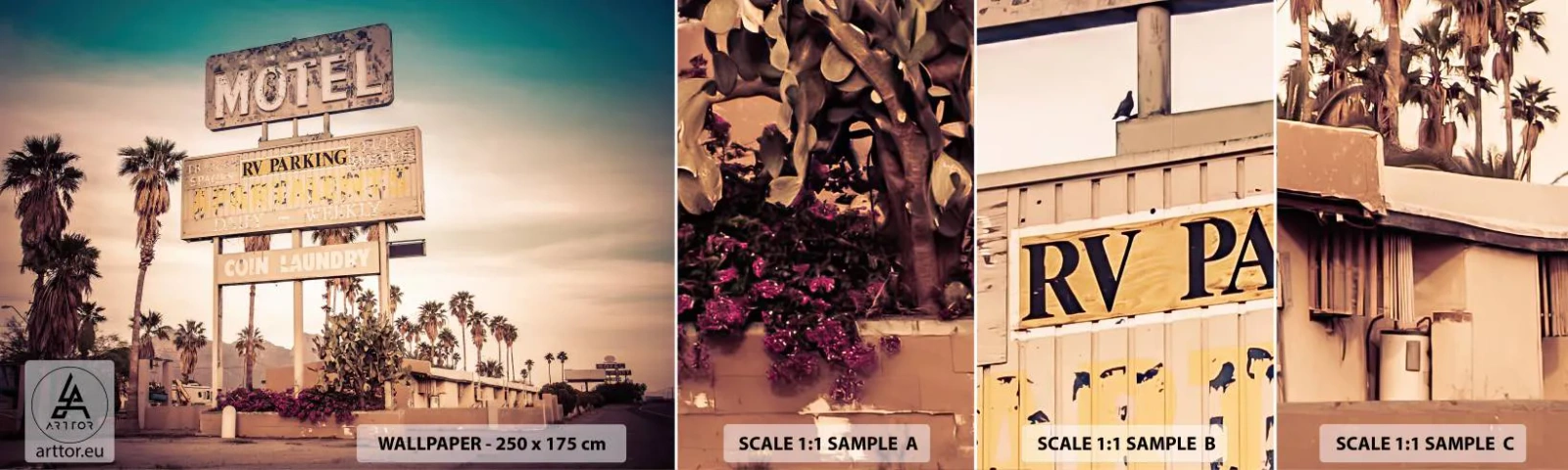 Fototapet Prov Standard Eco - Här står tiden stilla - Landskap, Arkitektur, USA - 100x30 cm