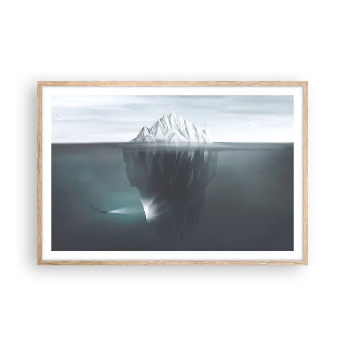 Affisch i ram av ljusek - Undervattensmysterium - 91x61 cm
