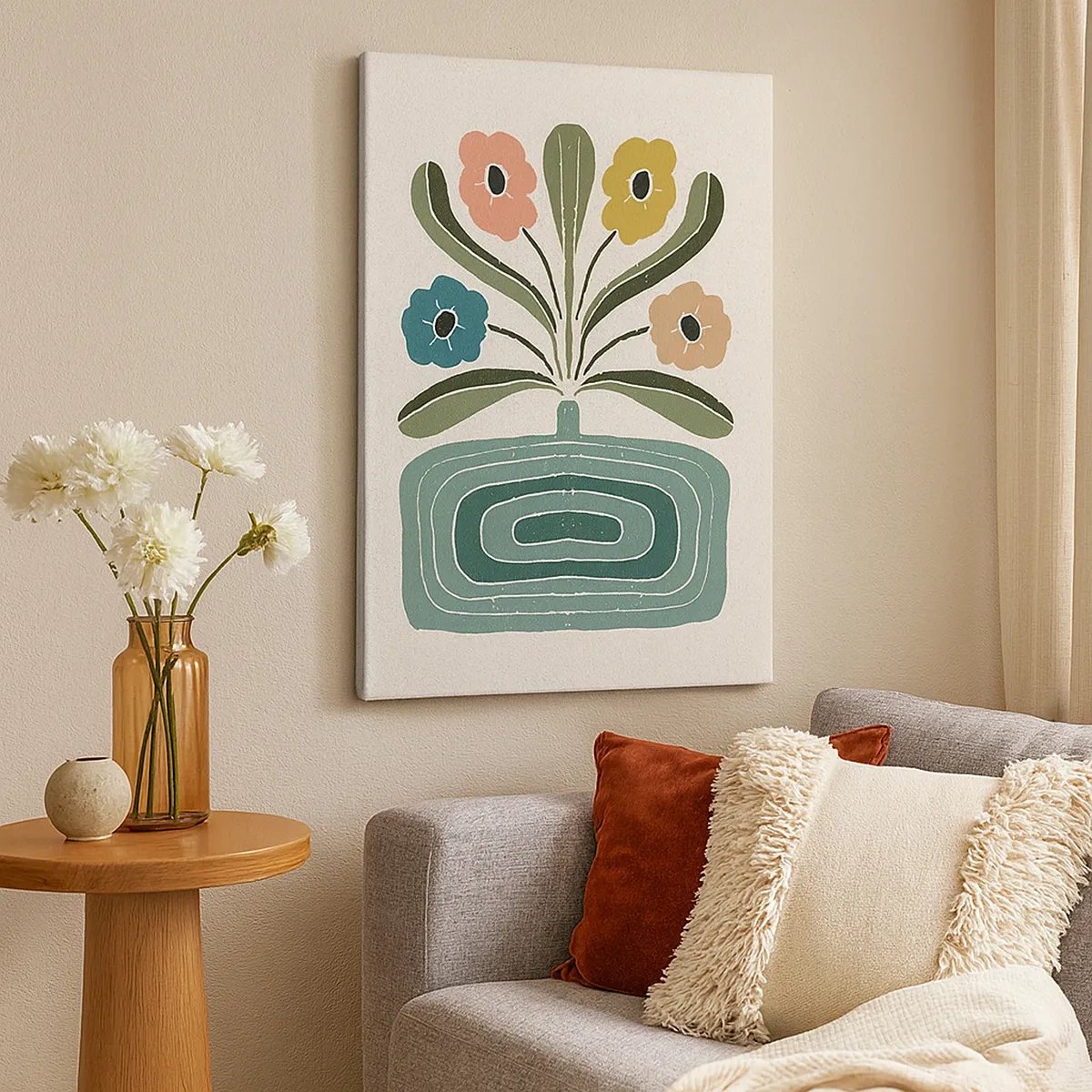 Canvastavla - Bild på duk - Symmetrisk bukett - 50x70 cm