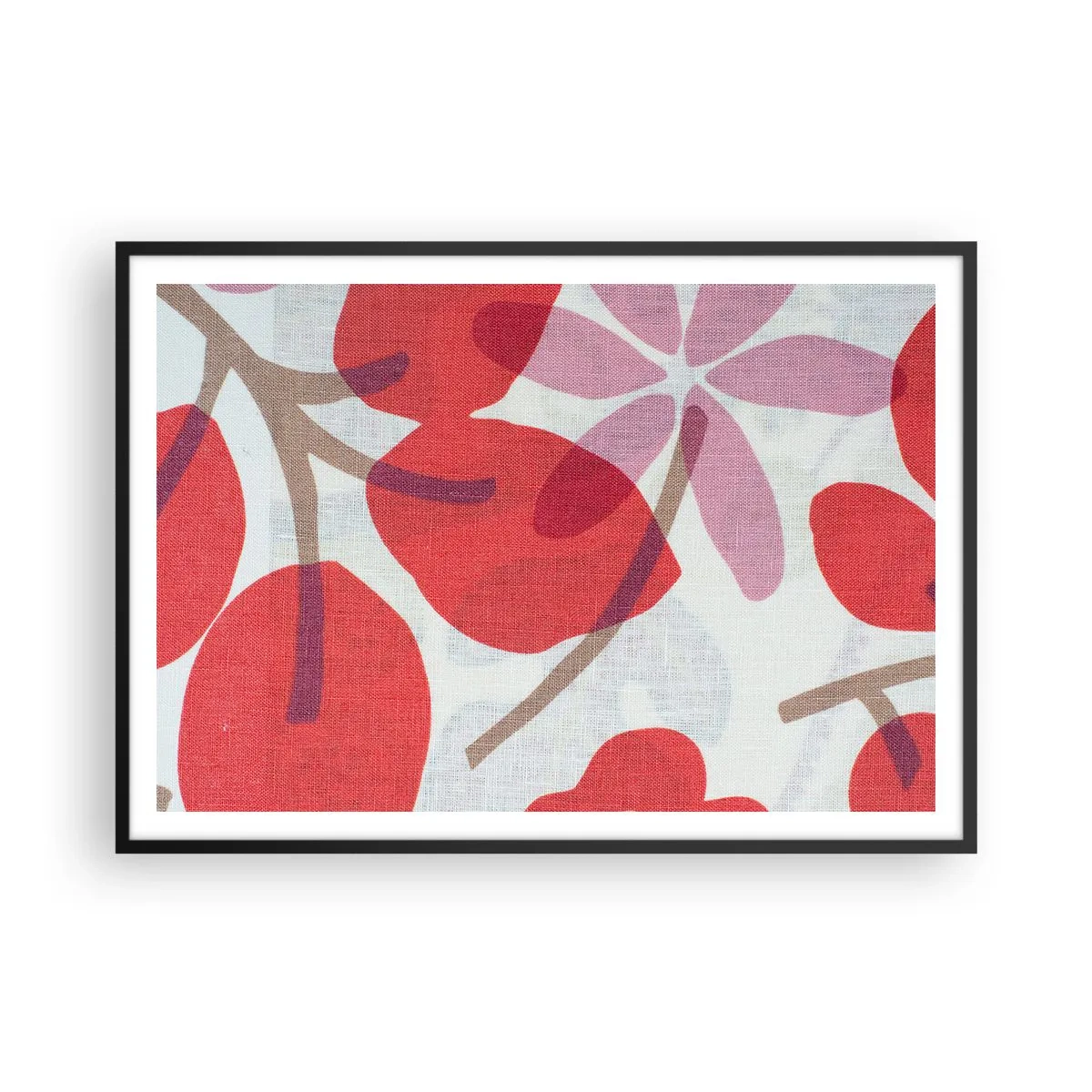 Affisch i svart ram - Blomsterkomposition i rosa - 100x70 cm