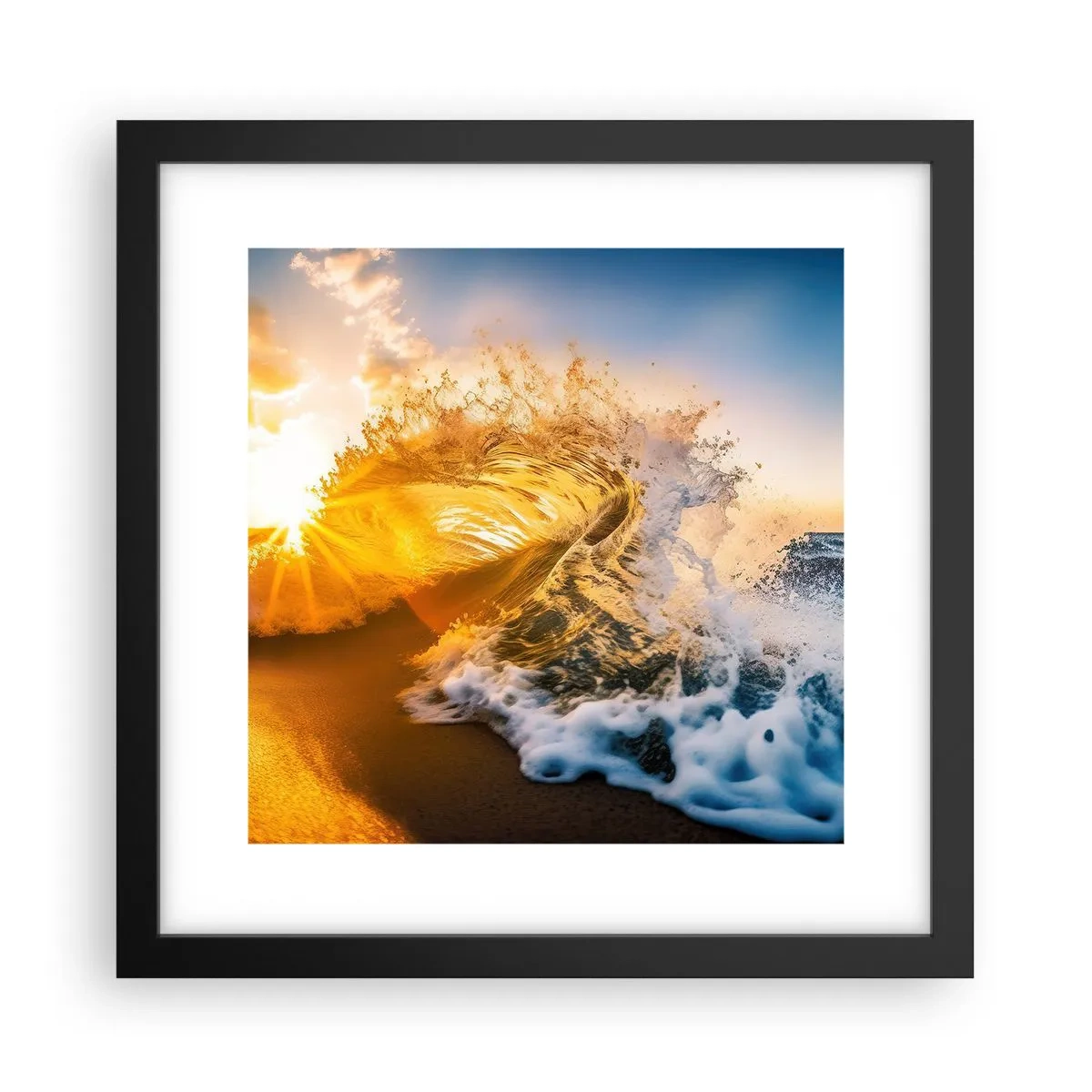 Affisch i svart ram - Lek i sanden - 30x30 cm