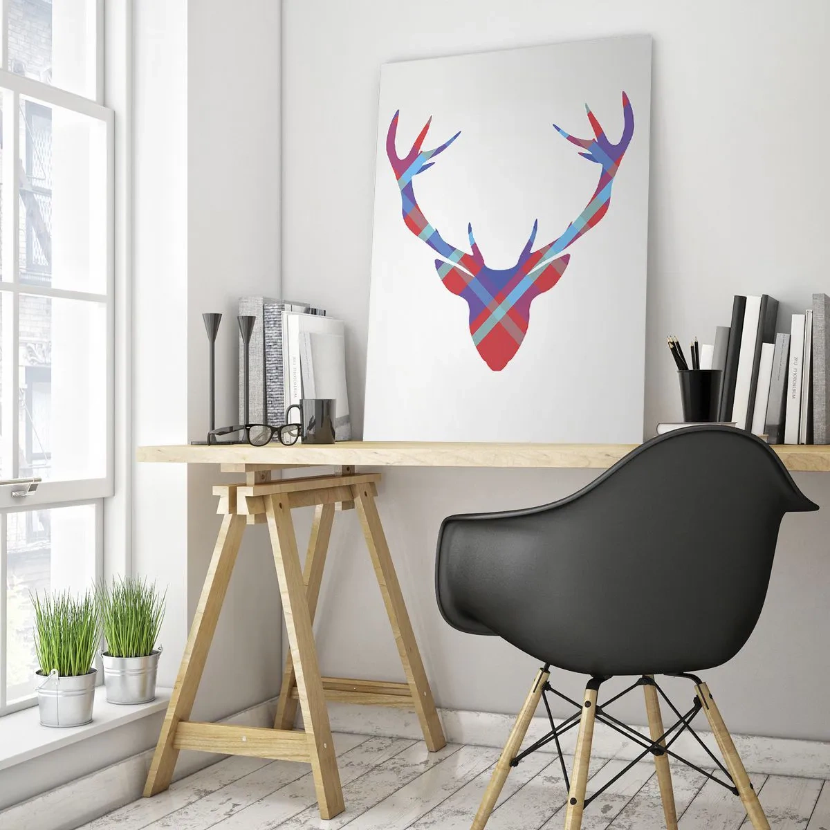 Glastavla - Bild på glas - Skotsk hjort - 50x70 cm