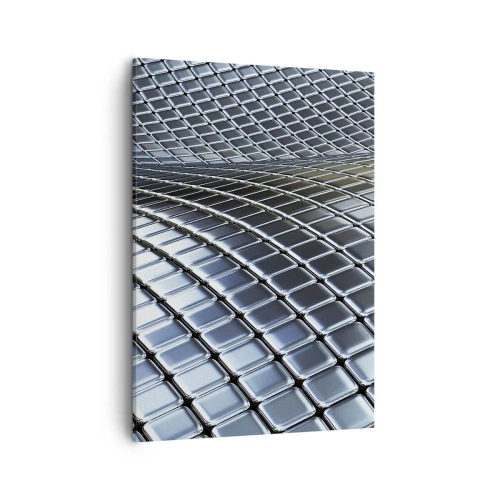 Canvastavla - Bild på duk - Metallisk silver våg - 50x70 cm
