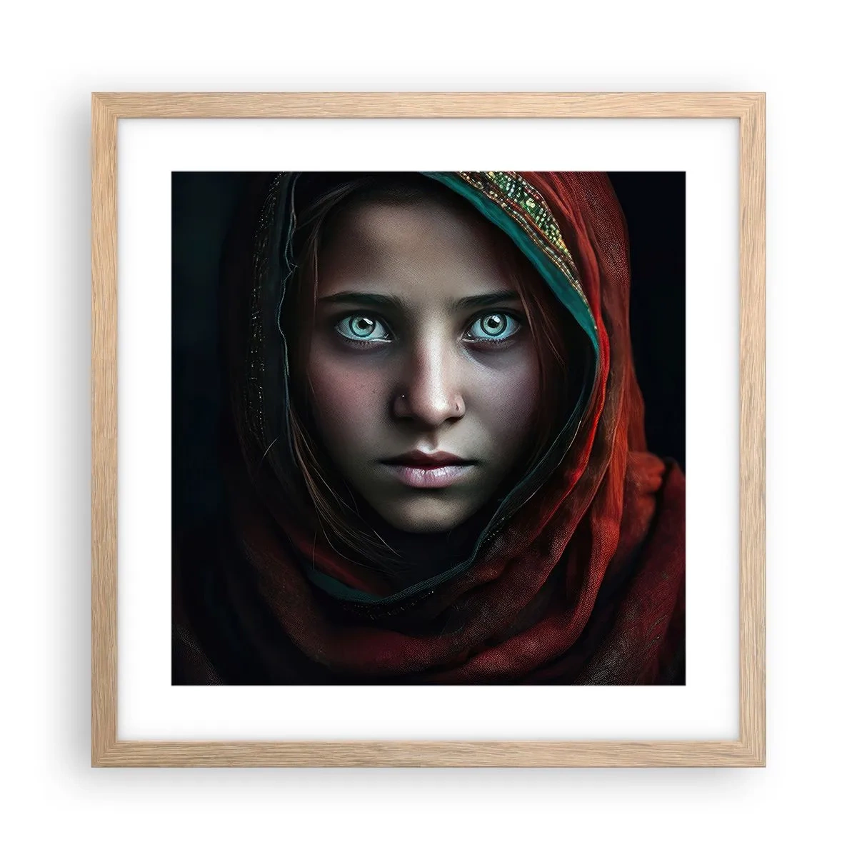 Affisch i ram av ljusek - Östlig prinsessa - 40x40 cm