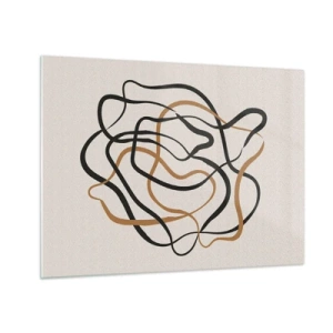 Glastavla - Bild på glas - Ett abstrakt virrvarr av linjer i svart och brunt. - 70x50cm - Allt har gått fel - Modern väggdekoration för vardagsrum och sovrum ARTTOR