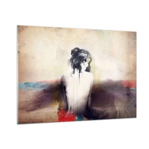 Glastavla - Bild på glas - Moderata linjer, ovala former - 100x70 cm