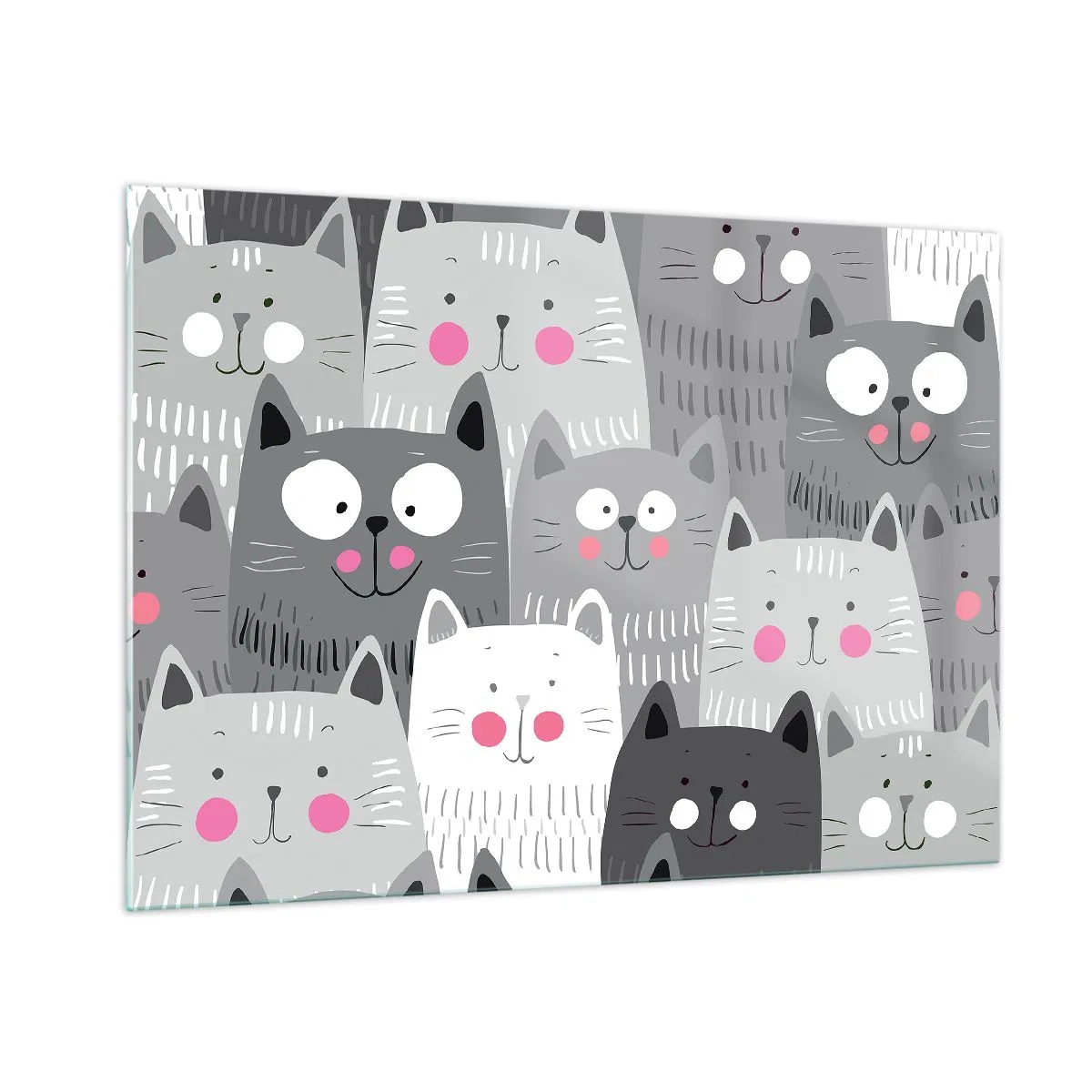 Glastavla - Bild på glas - Katternas värld - 100x70 cm
