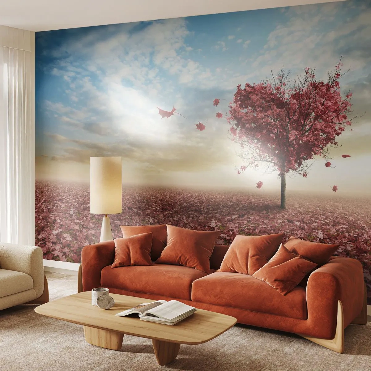 Självhäftande Fototapet Deluxe Sticker - Älska hösten, du också - Landskap, Grafik, Träd - 250x175 cm