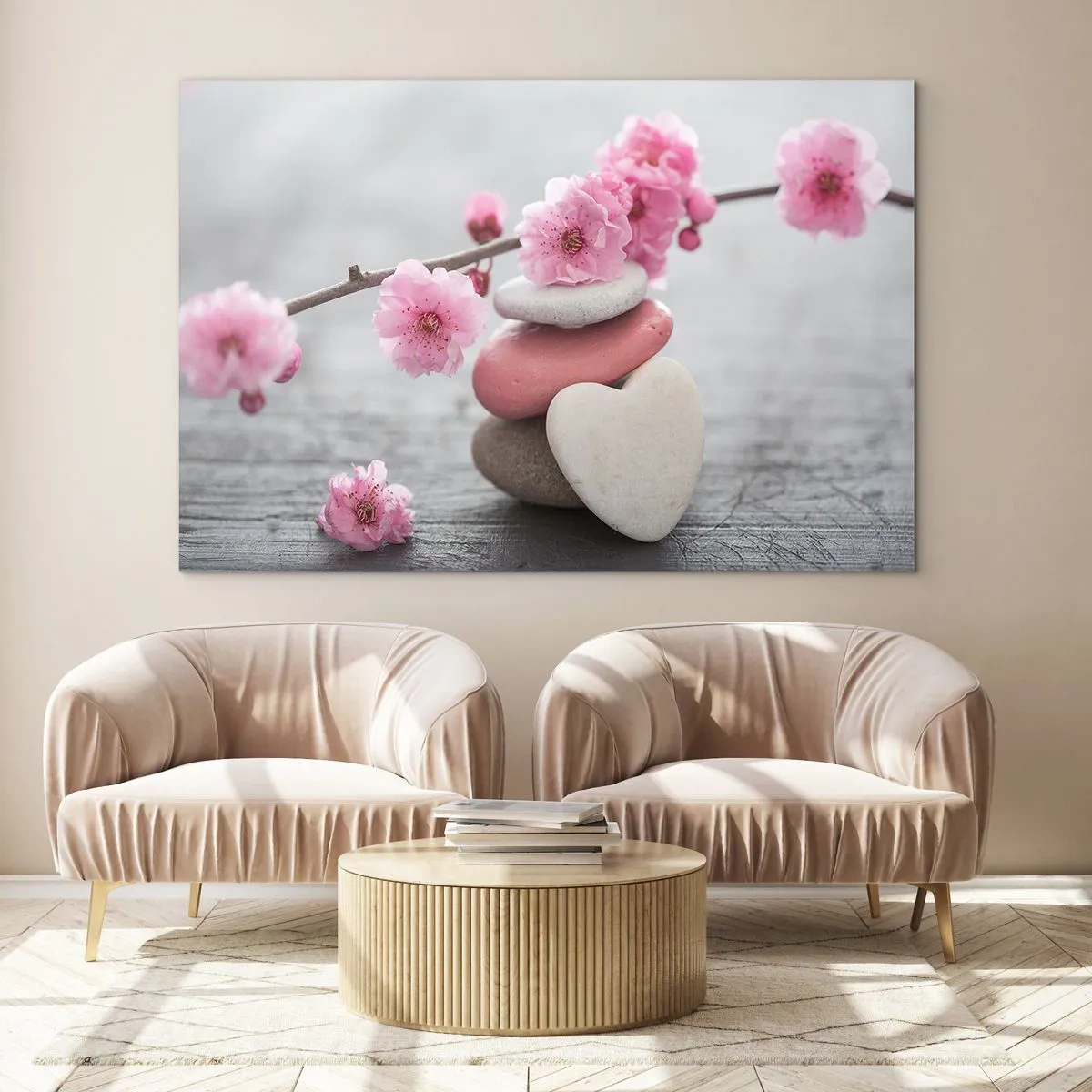 Glastavla - Bild på glas - Salighet med körsbärsblomma - 120x80 cm