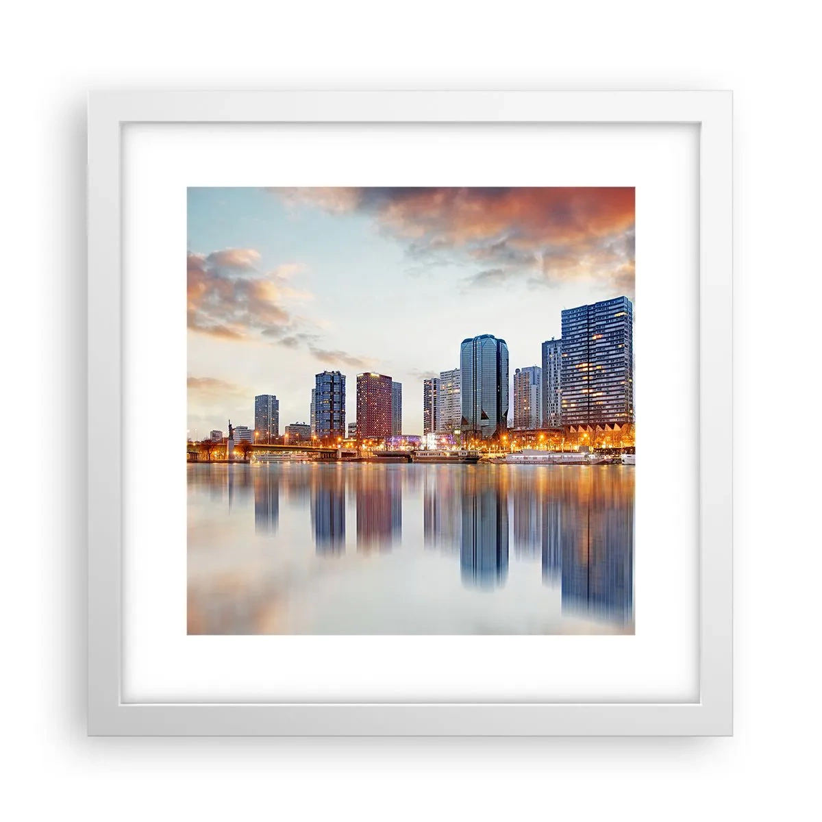 Affisch i vit ram - Paris monumentala lugn - 30x30 cm