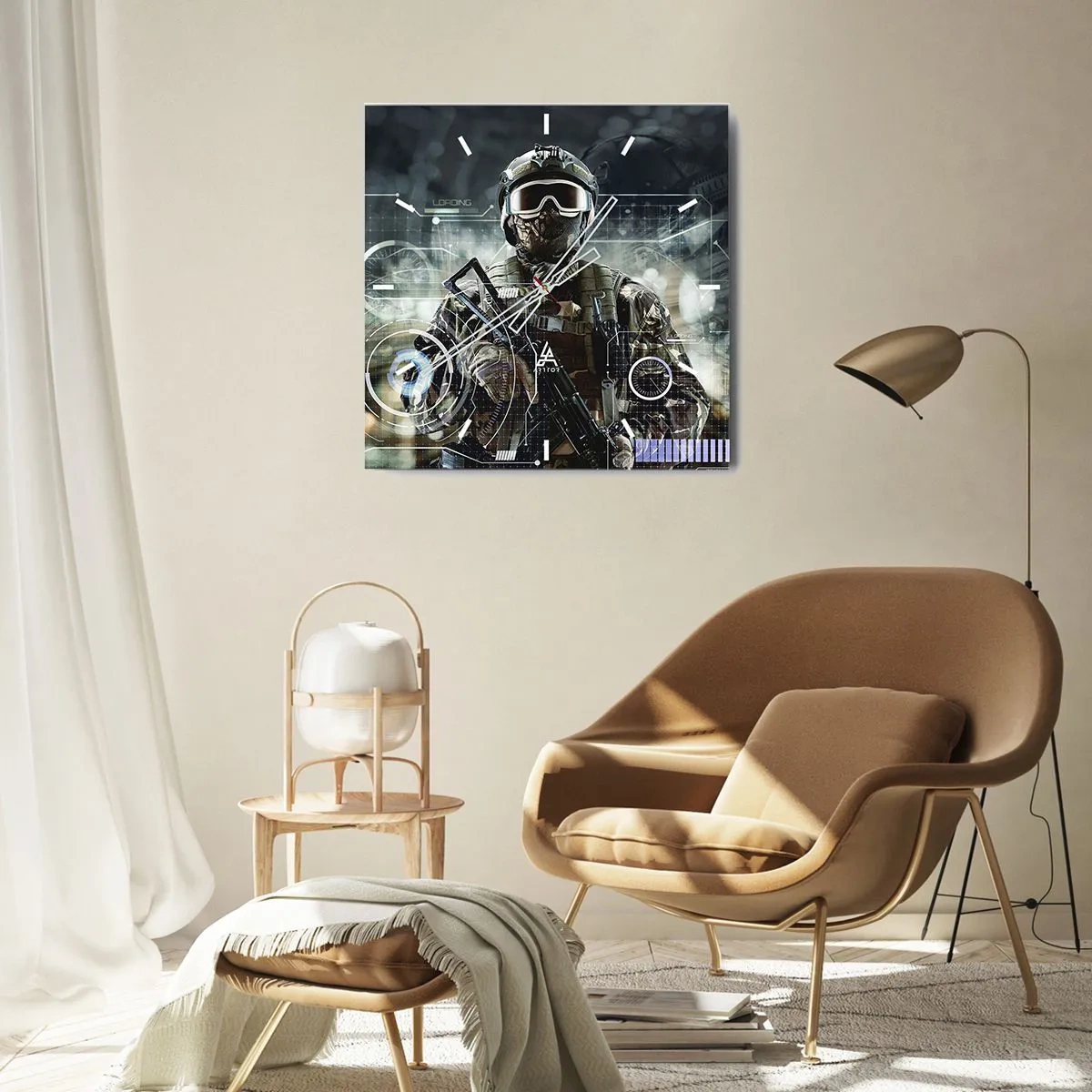 Väggklocka - Klocka på glas - Makt - 40x40 cm