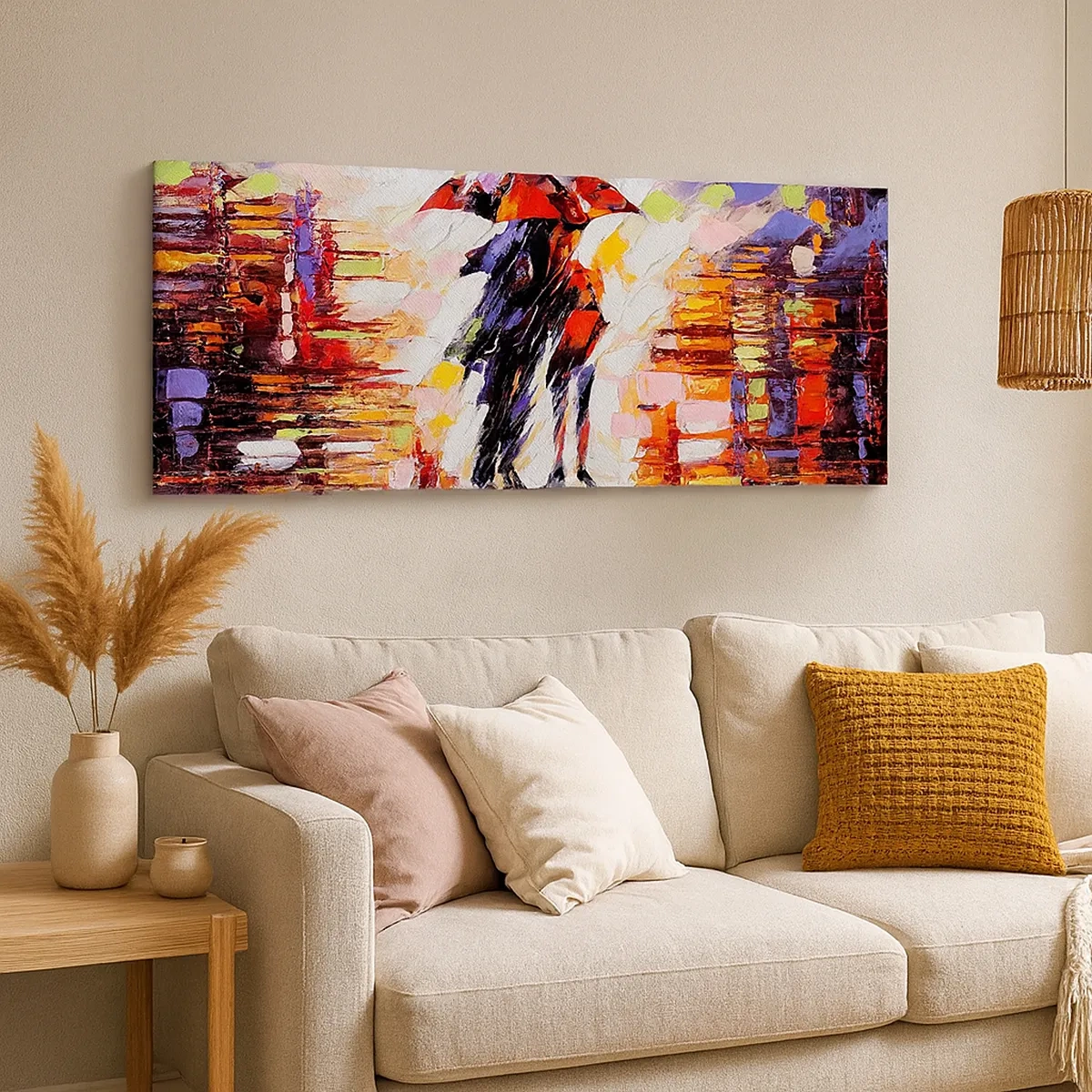 Canvastavla - Bild på duk - Tillsammans genom natten och regnet - 30x30 cm