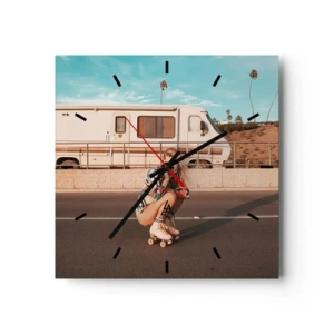 Väggklocka - Klocka på glas - Ett leende, tack! - 30x30 cm