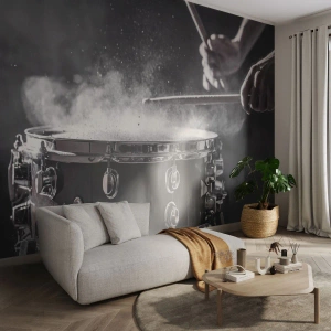 Fototapet Premium Sand - Musikens puls - musik, Ett musikinstrument, Trumma - 100x70 cm