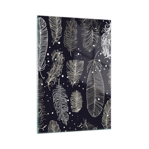 Glastavla - Bild på glas - Fjäderspets - 50x70 cm