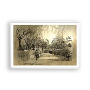 Affisch i vit ram - En stund fångad med penna - 91x61 cm