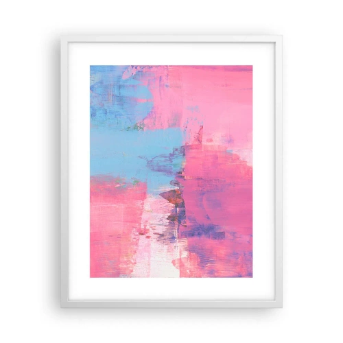 Affisch i vit ram - Rosa, blått och en gnutta ljus - 40x50 cm