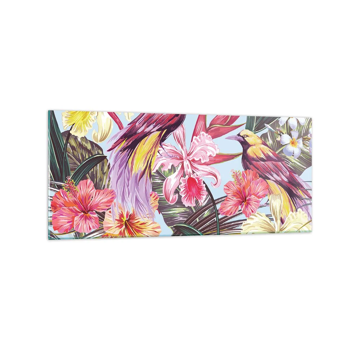 Glastavla - Bild på glas - Flingor och fjädrar - 120x50 cm