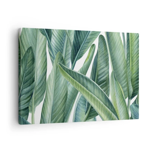 Canvastavla - Bild på duk - Gröna blad i minimalistisk, botanisk stil - 70x50cm - Grönskan i sig själv - Modern väggdekoration för vardagsrum och sovrum ARTTOR