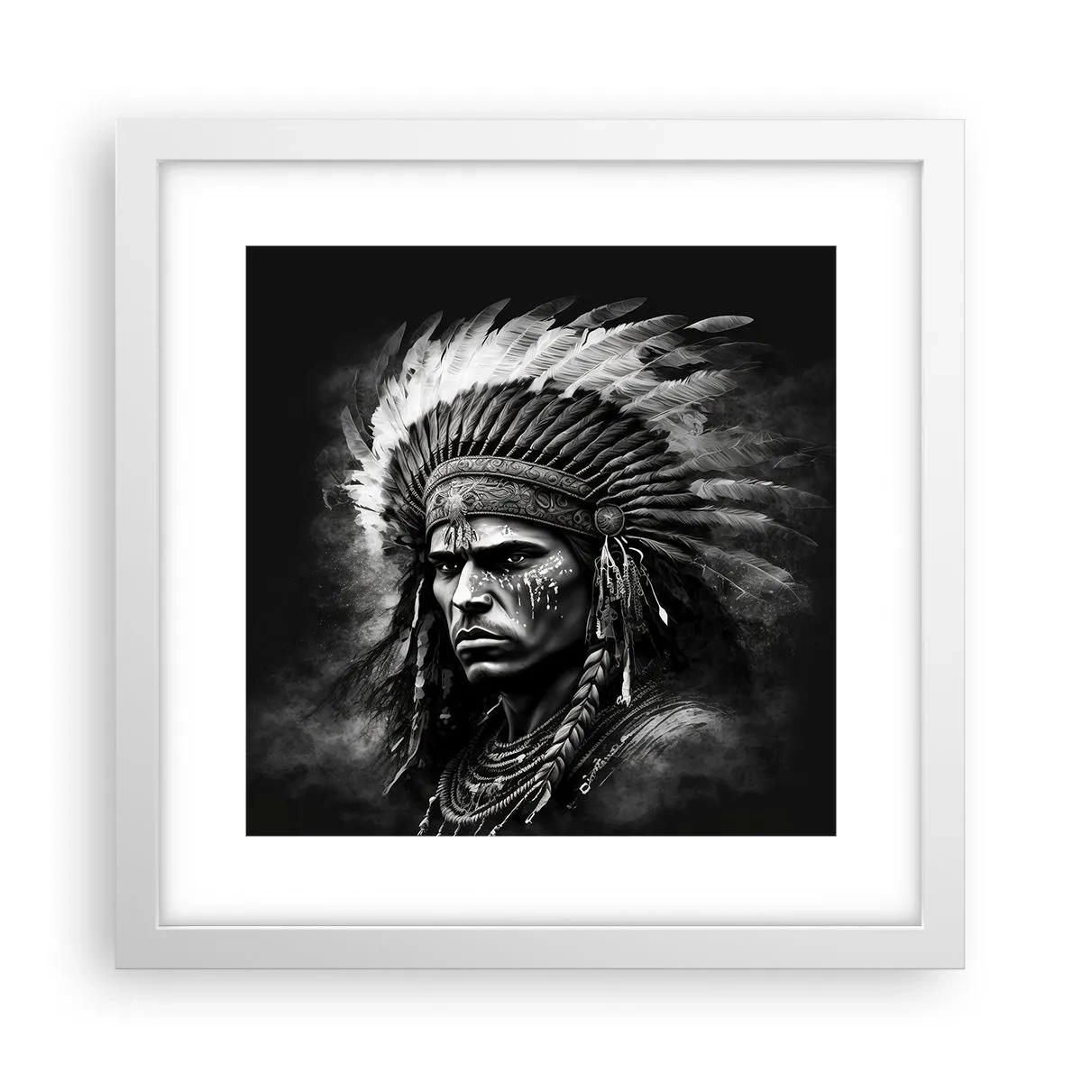 Affisch i vit ram - Hövding och krigare - 30x30 cm
