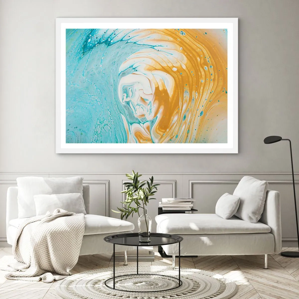 Affisch i vit ram - Pastellfärgad virvel - 91x61 cm