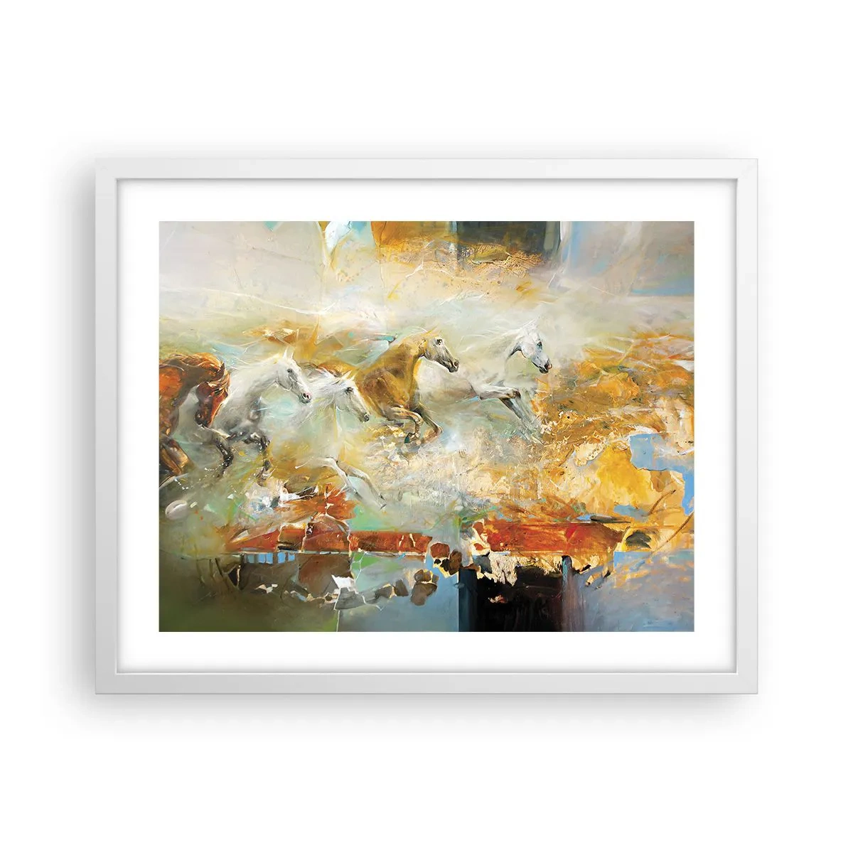 Affisch i vit ram - Galopp genom ljuset - 50x40 cm