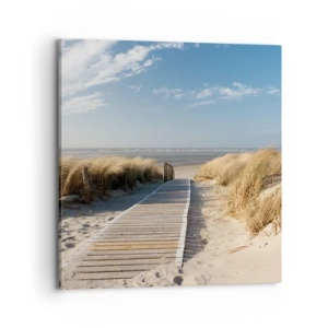 Canvastavla - Bild på duk - Bortom sanddynan, i gräsets brus - 70x70 cm