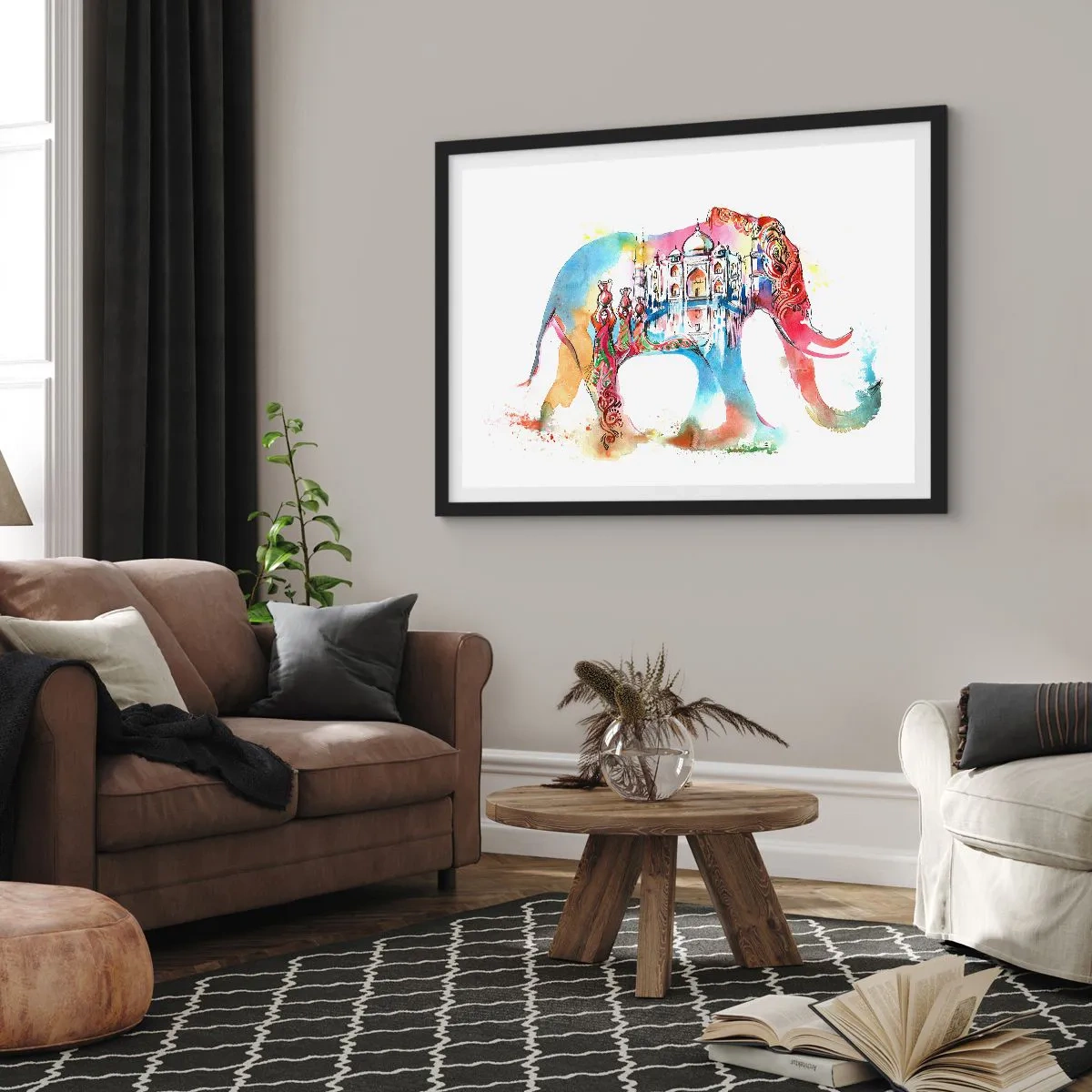 Affisch i svart ram - Indien - kärlekens aura - 70x50 cm