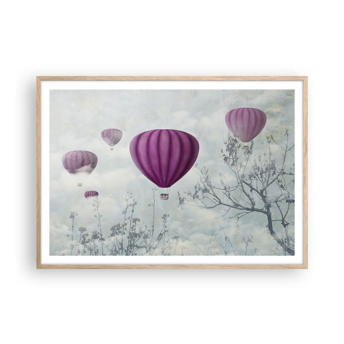 Affisch i ram av ljusek - Som båtar på himlen - 100x70 cm