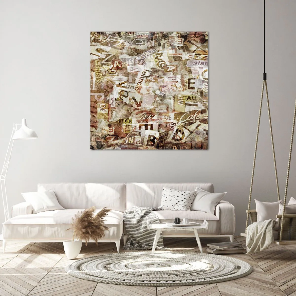 Canvastavla - Bild på duk - Snacket reduceras till enstaka bokstäver - 60x60 cm