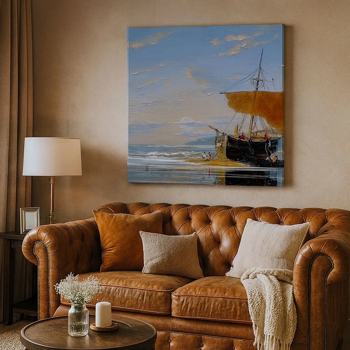 Canvastavla - Bild på duk - Vatten, jord, luft - 30x30 cm