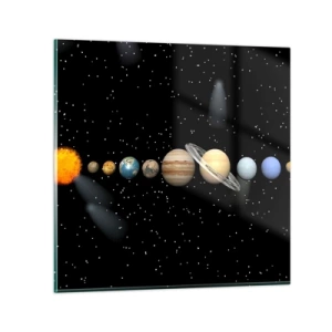 Glastavla - Bild på glas - Och planeterna blir galna... - 70x70 cm