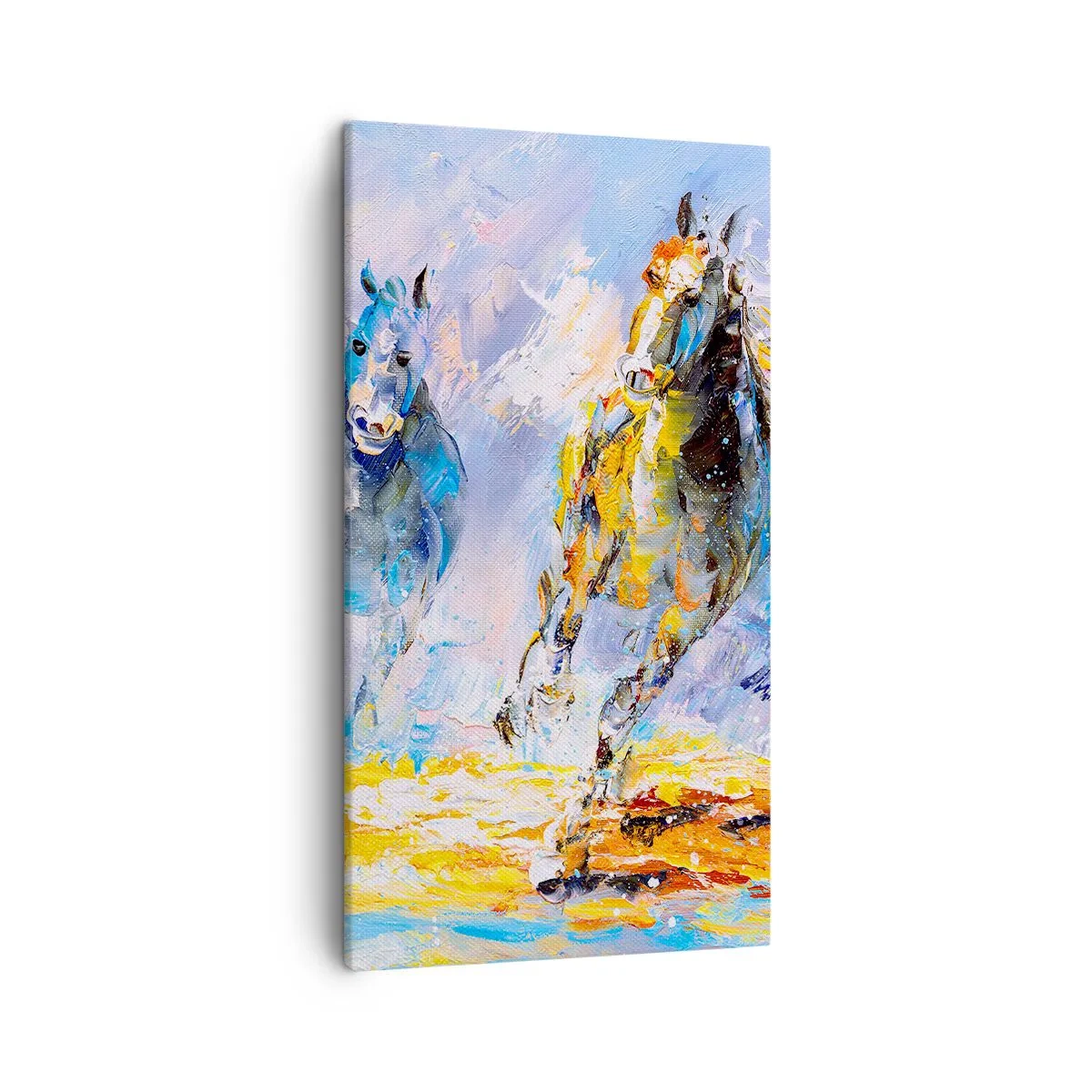 Canvastavla - Bild på duk - Galopp genom skenet - 45x80 cm